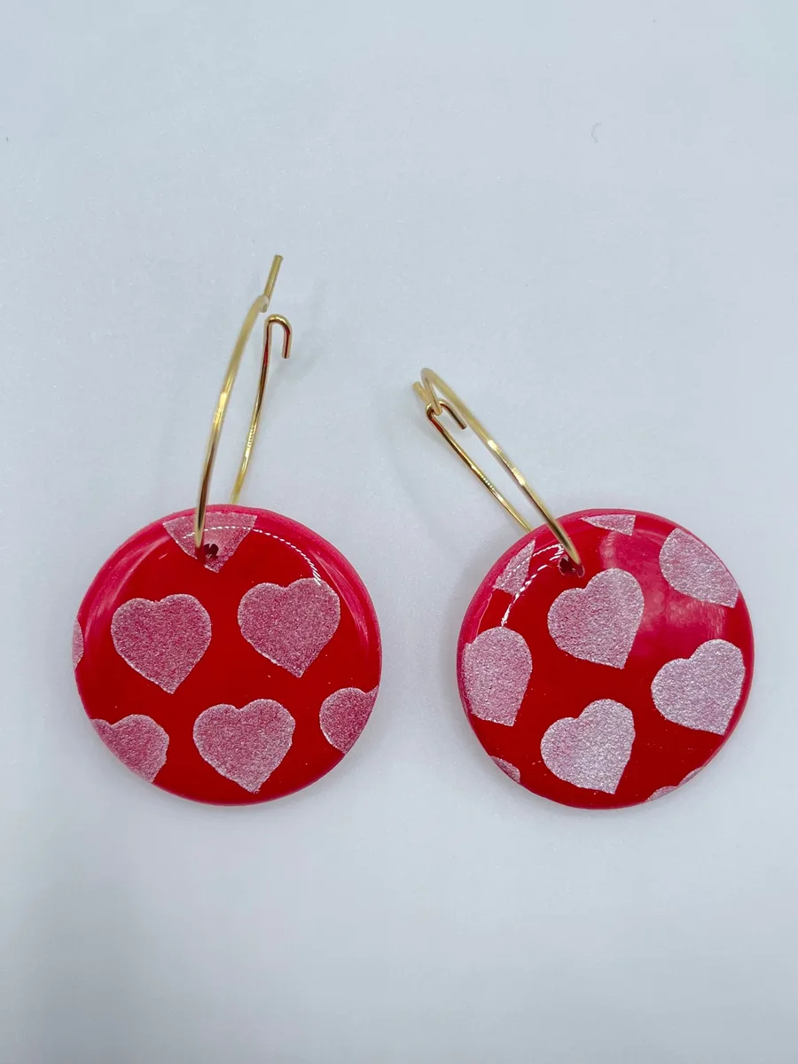 Glitter Heart Hoops