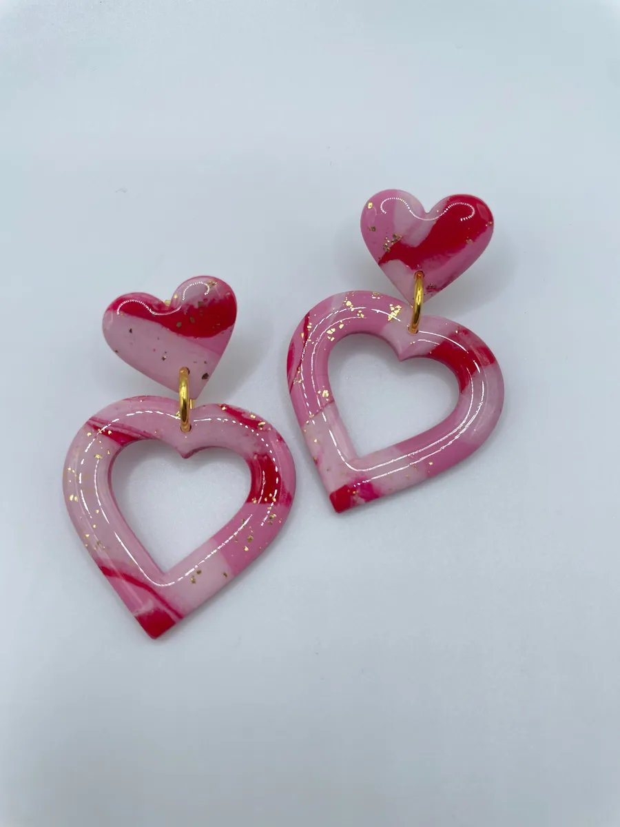 Inside Out Hearts in Pink Marble