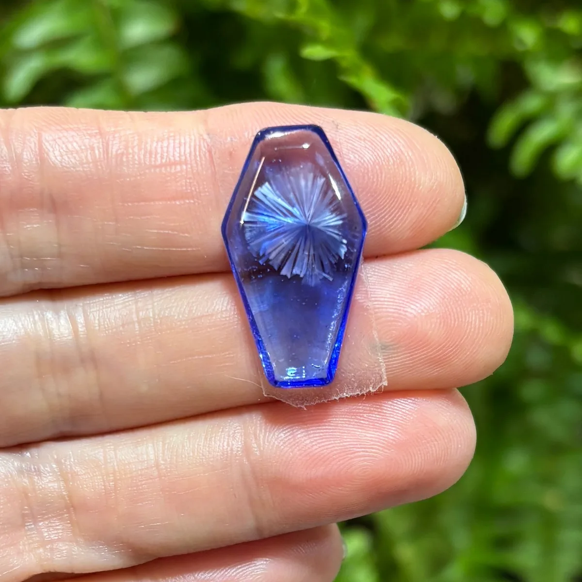 Cabochon, cobalt coffin starburst