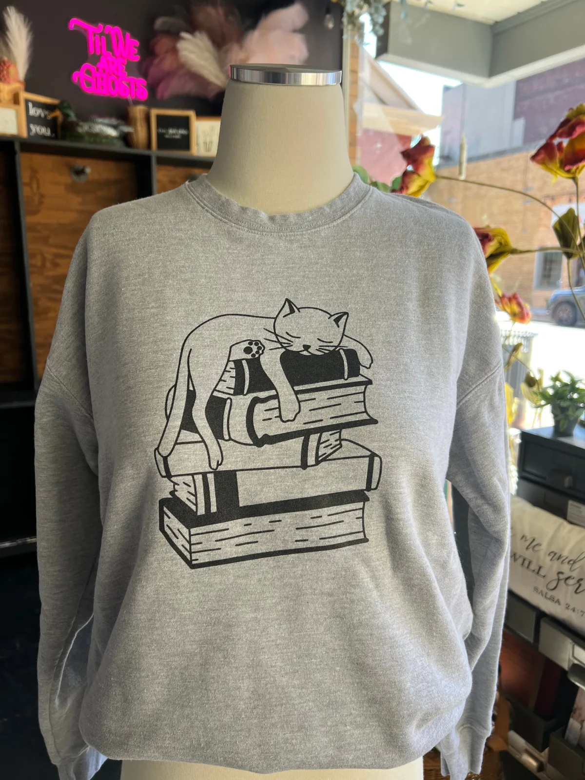 Cat on Books sweatshirt