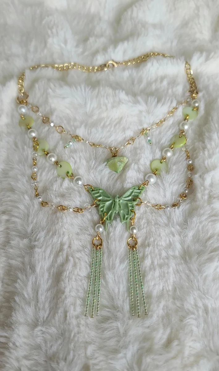 Green butterfly necklace