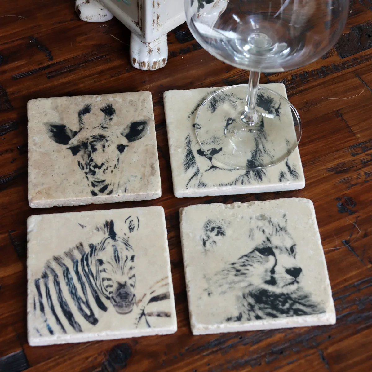 Safari stone coaster set
