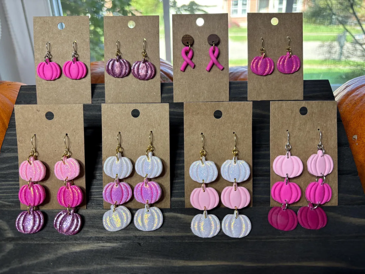 Pink pumpkin earrings