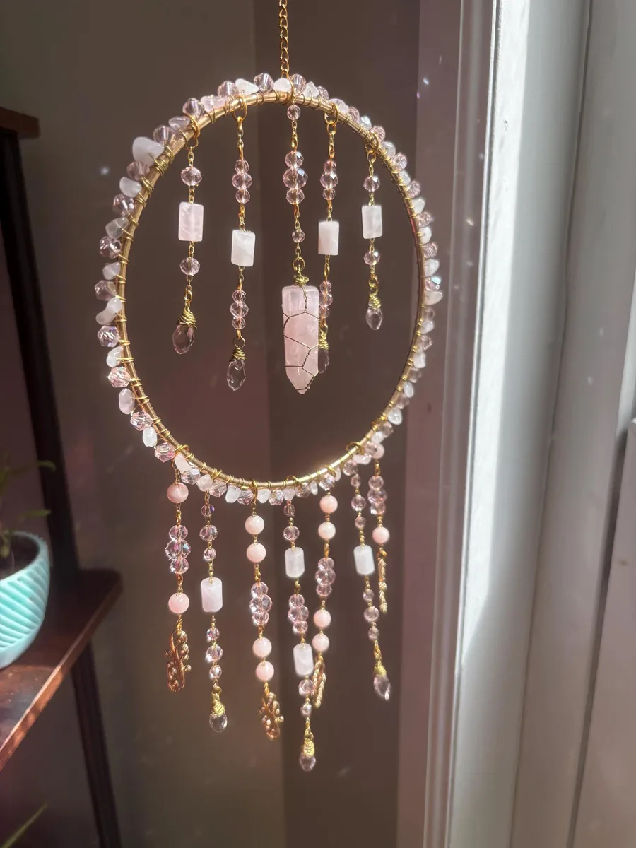 Rose quartz suncatcher