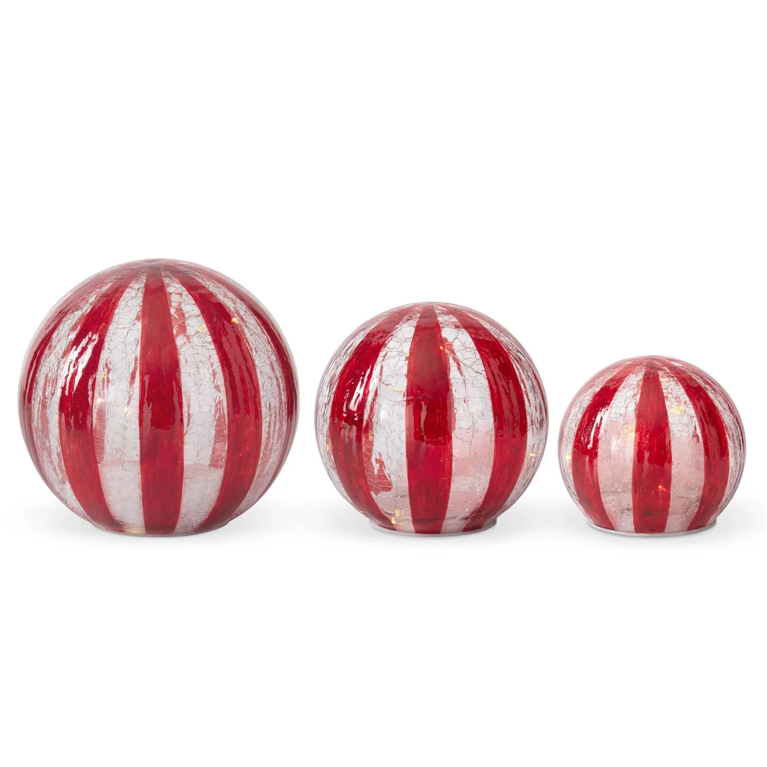 Light Up Peppermint Striped Globes
