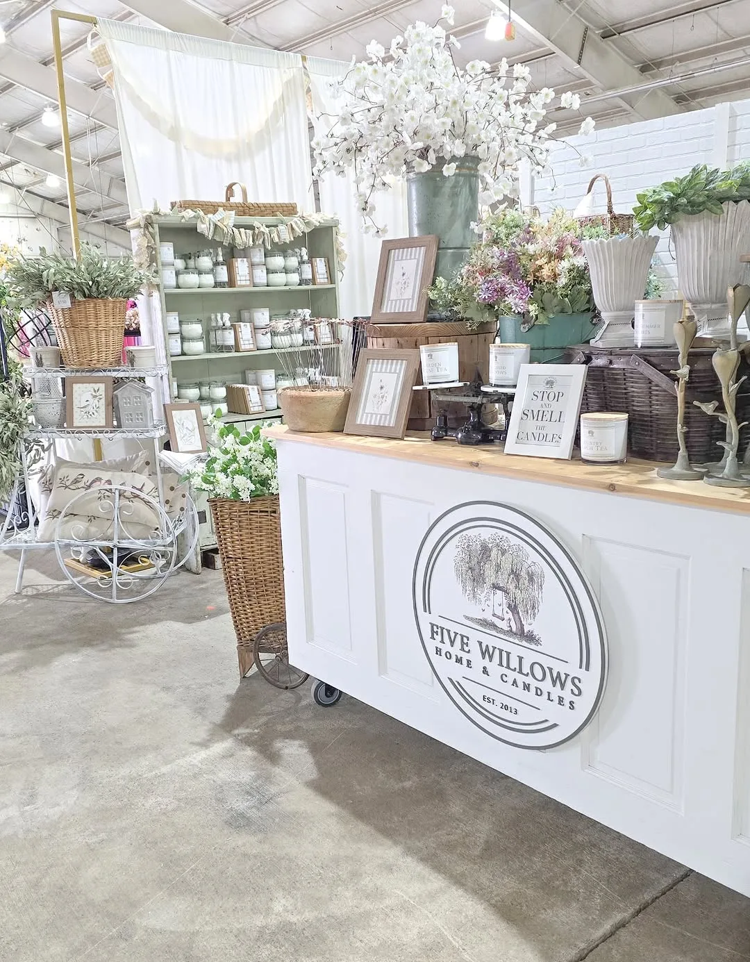 The Five Willows Home & Candles booth at a spring market