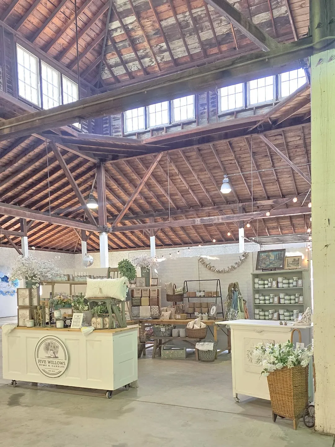 The Five Willows booth set up under the roof of the Round Barn in Lancaster, Ohio