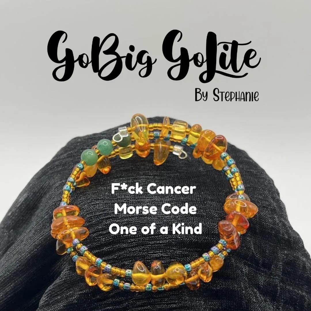 F*ck Cancer Morse code bracelet, amber