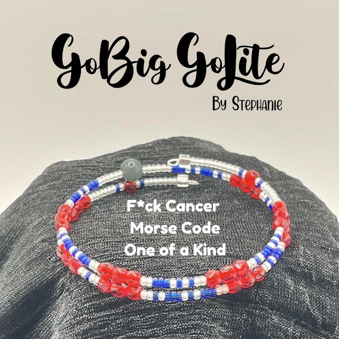 F*ck Cancer Morse code bracelet, patriotic