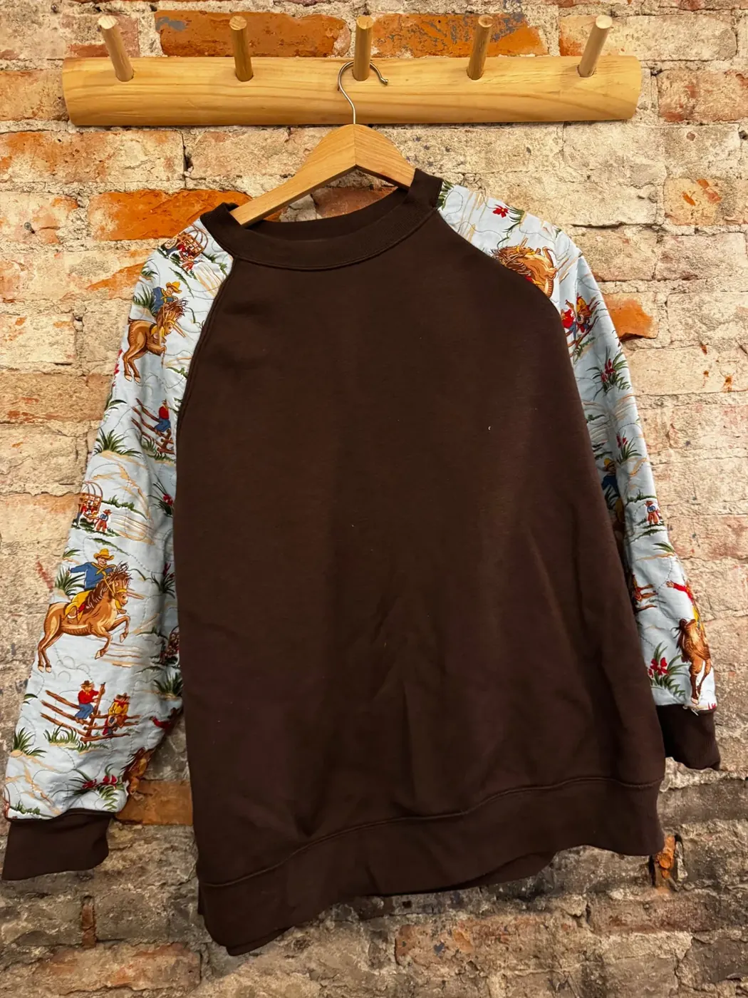 Sweatshirt with Western Quilted Sleeves