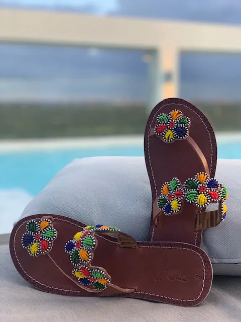 Flower Power beaded sandals