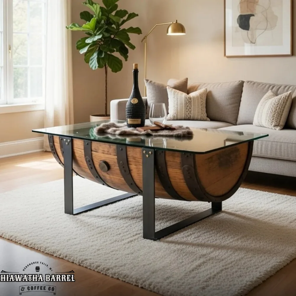Bourbon Coffee Table with Glass Top