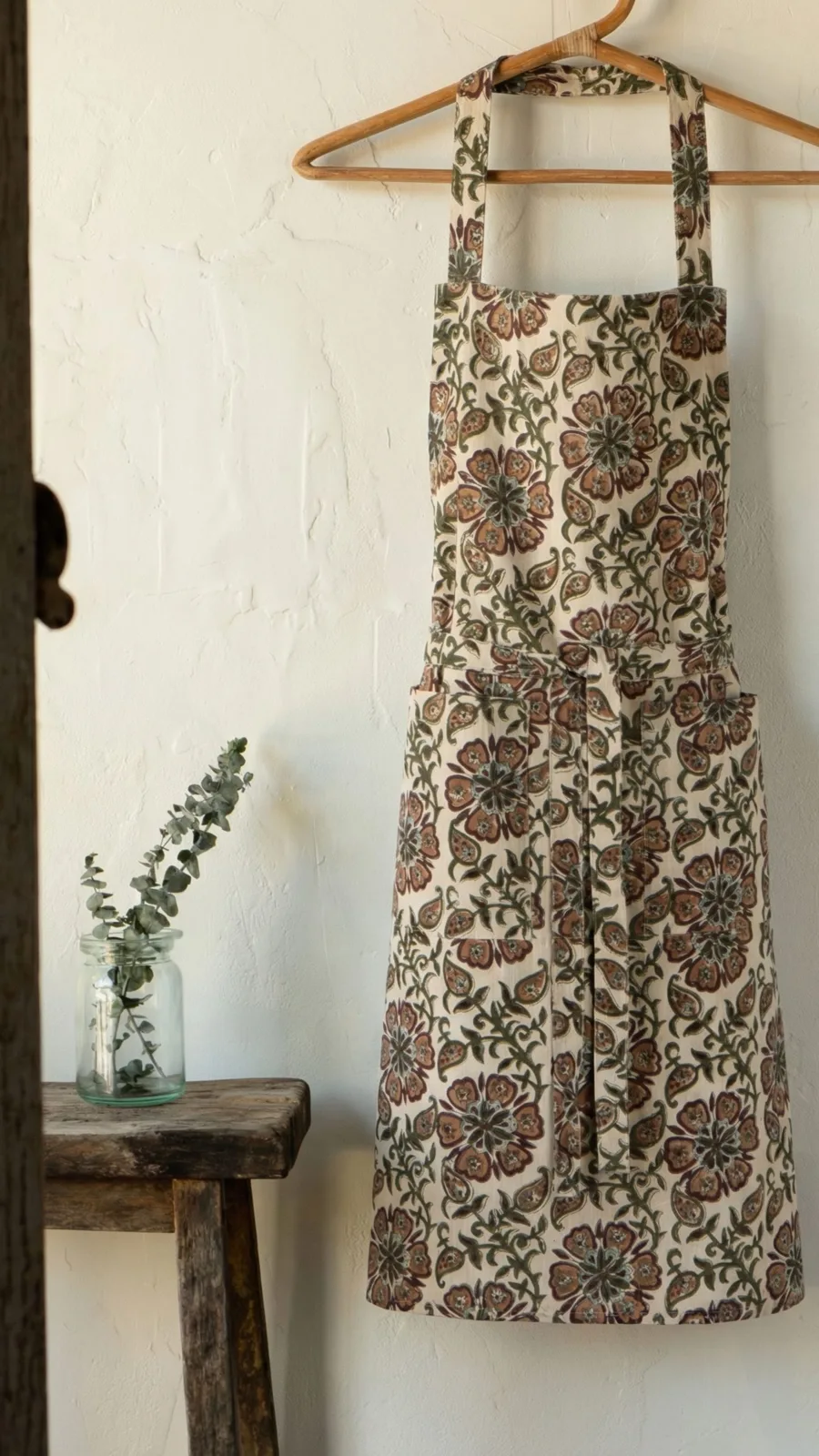 A floral cotton apron