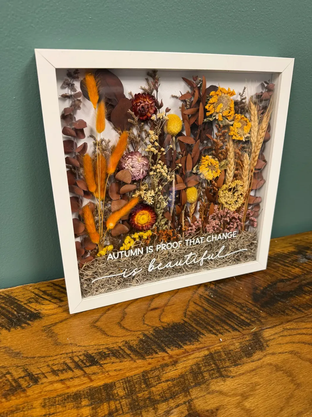 Autumn Blooms Shadow Box #1 In White