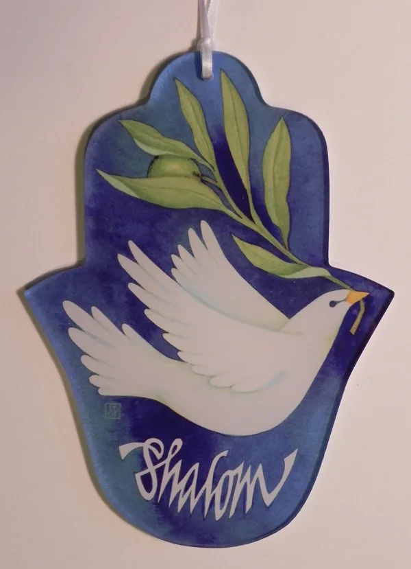 Shalom with Dove hamsa
