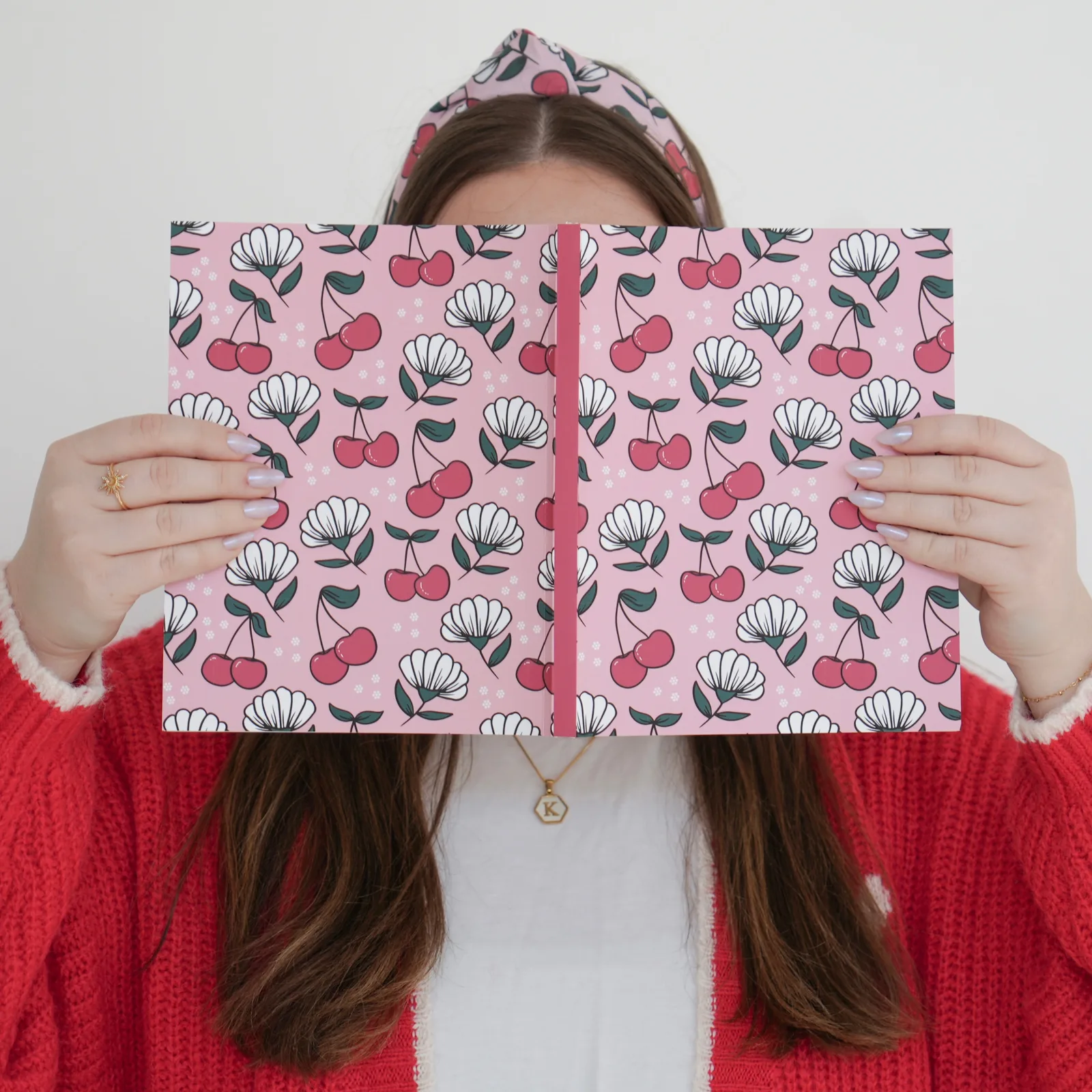 Cherry Dot-Grid Notebook