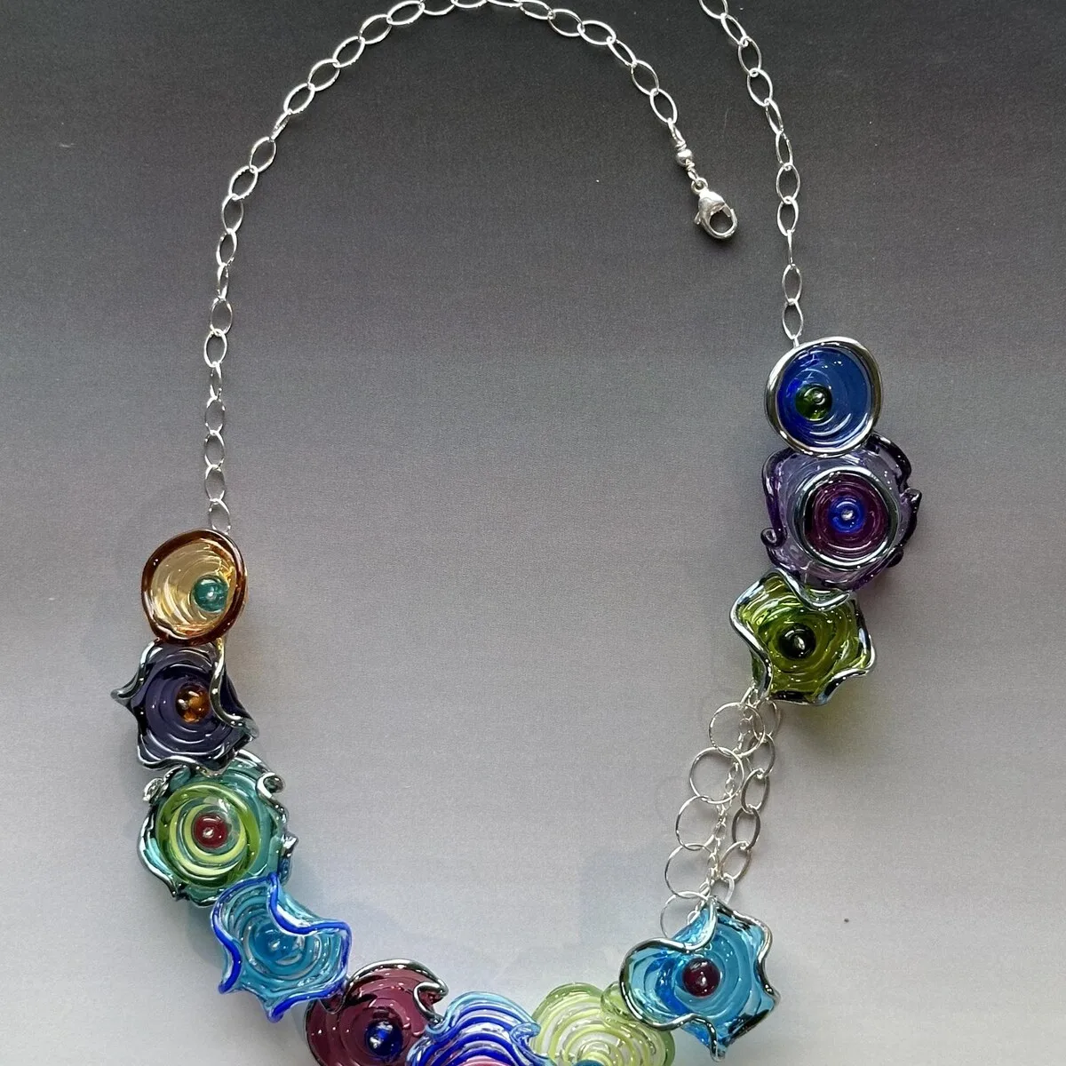 Octopus' Garden asymmetric necklace, multicolor