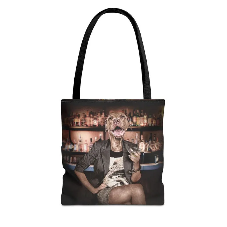 Martini pit bull tote bag