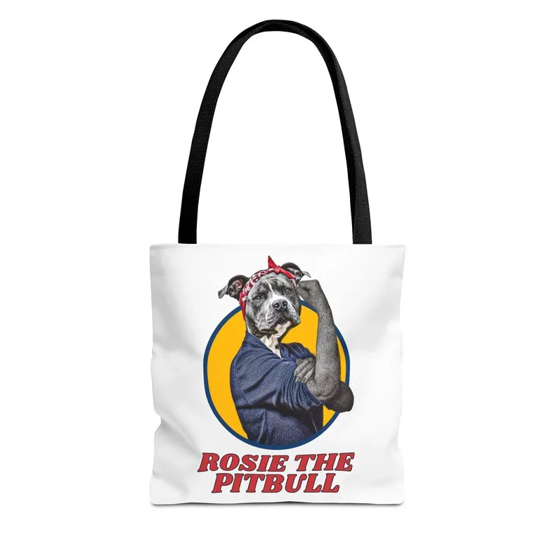 Pit bull Rosie the Riveter tote bag