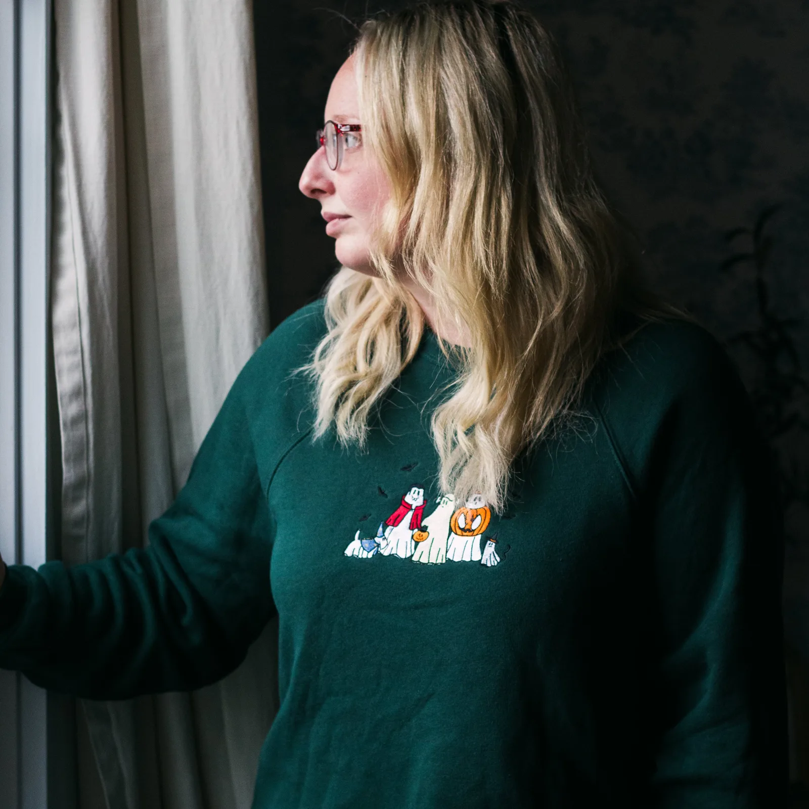 Ghosties in Costume Embroidered Crewneck