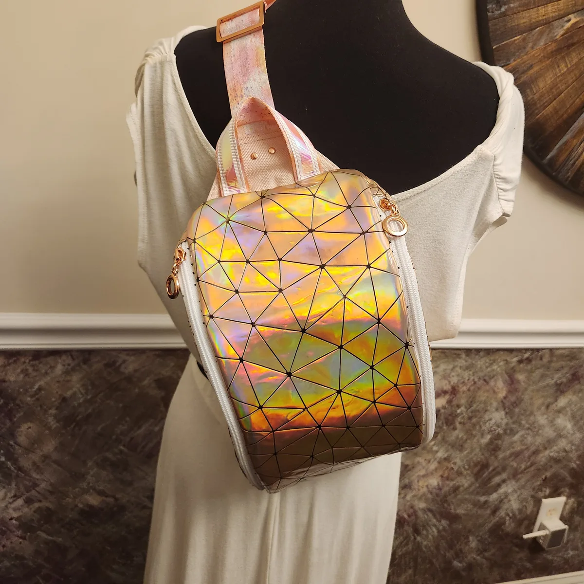 Reflective anti-theft sling backpack