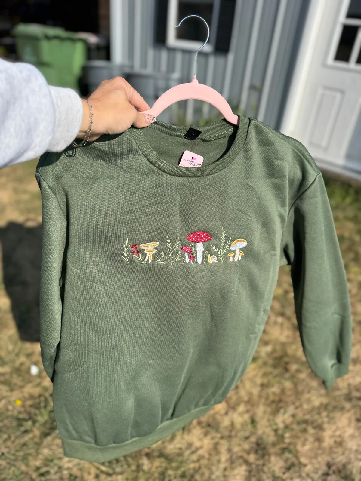 Mushroom Embroidered Crewneck