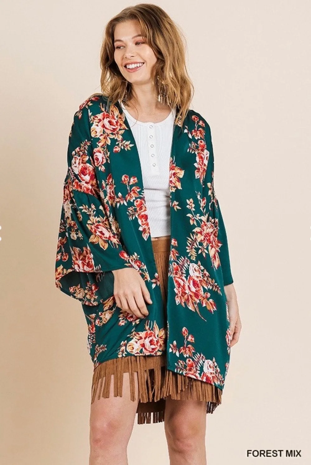 Green Floral Kimono
