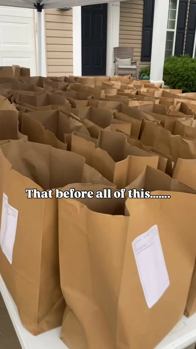 Bagged sourdough orders lined up for porch pickup