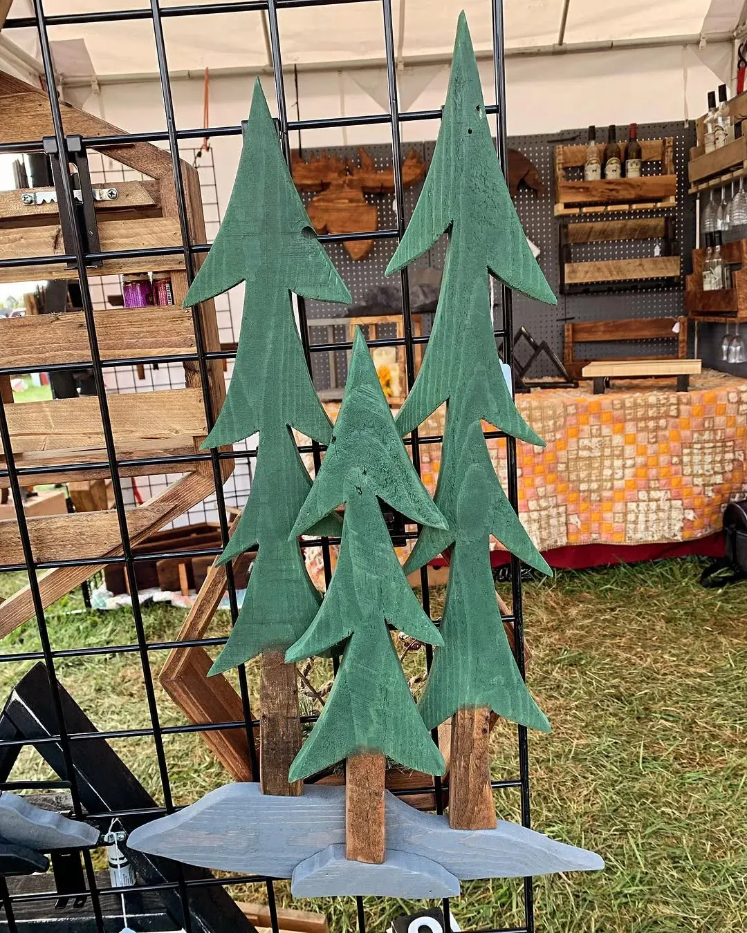 Stacked wooden Christmas trees, 26 inches tall