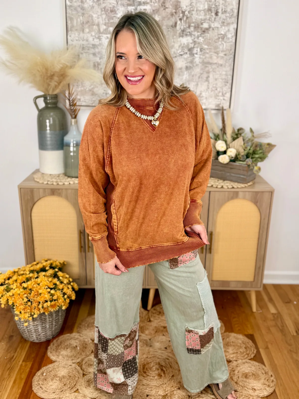 Run Around Acid Wash Pullover