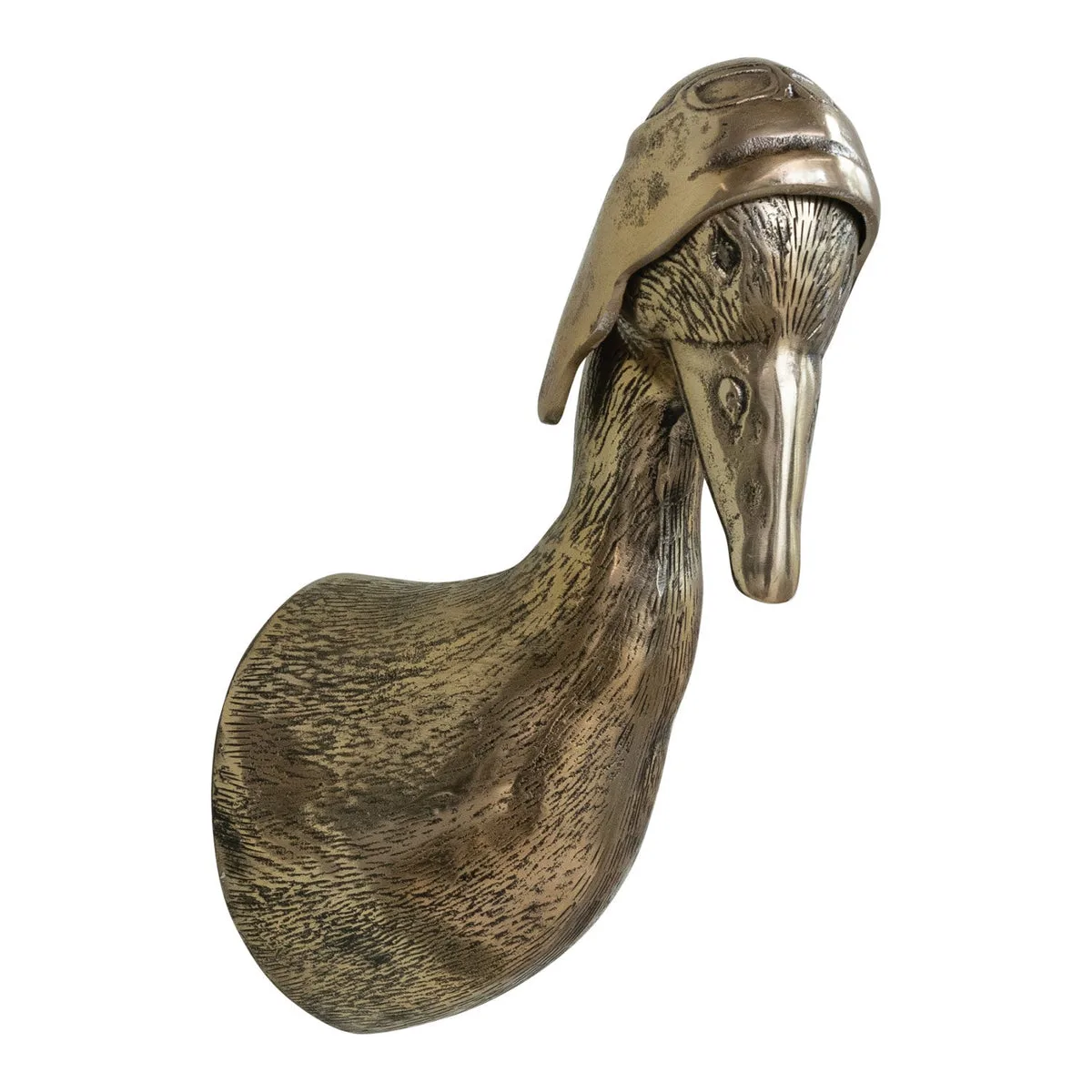 Brass Finish Cast Aluminum Vintage Aviator Duck Head Wall Mount