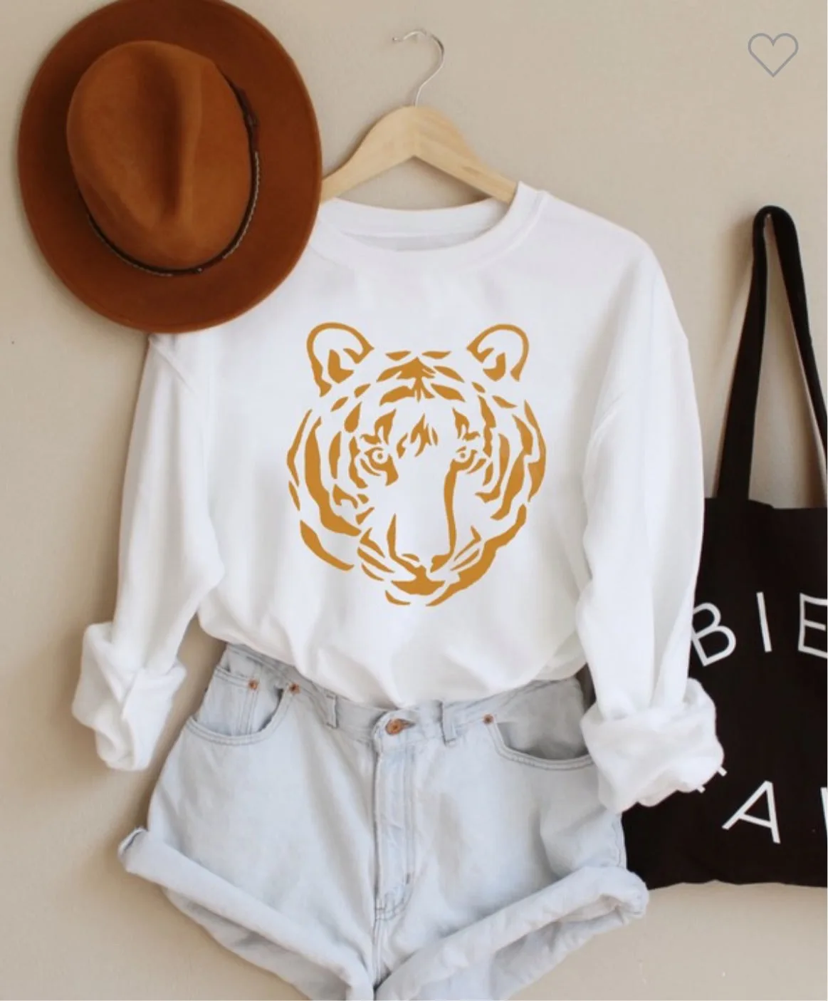 White shiny burnt orange tiger sweatshirt
